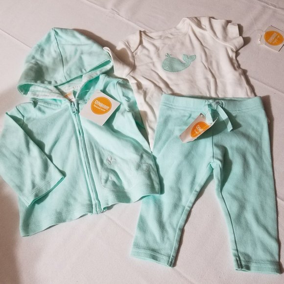 Gymboree Brand New Baby Whale NWT 3-6 Month Hoodie, bodysuit & pants.